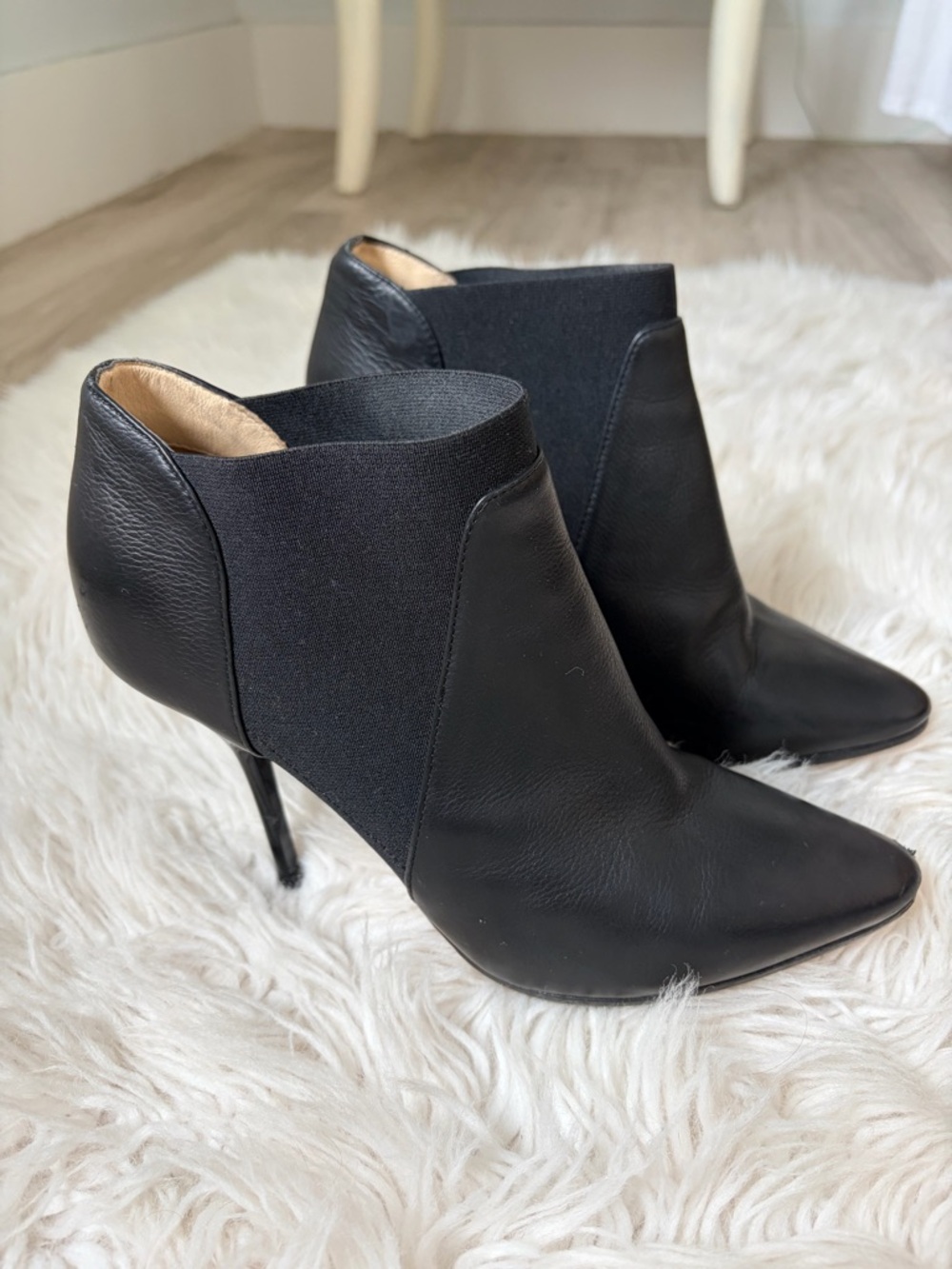 Vintage Jimmy Choo Chelsea Black Leather Stiletto Heel ankle boot